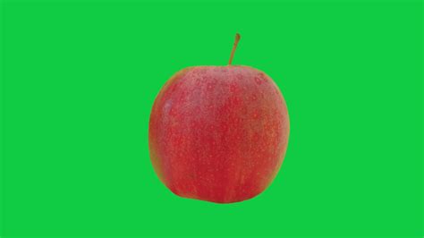 Red yellow apple rotation on chroma key green screen background, Alpha ...