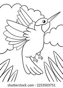 Cute Hummingbird Landscape Coloring Book Stock Illustration 2253503751 | Shutterstock