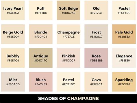 Shades Of Champagne Color Names Hex Rgb Cmyk