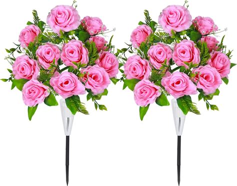 Amazon Lodou Set Of Cemetery Flowers Artificial Cemetery Flowers