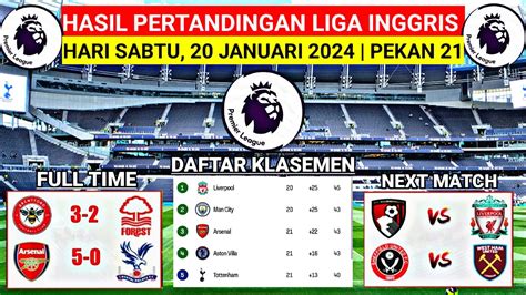 Hasil Liga Inggris Tadi Malam BRENTFORD Vs NOTTINGHAM ARSENAL Vs