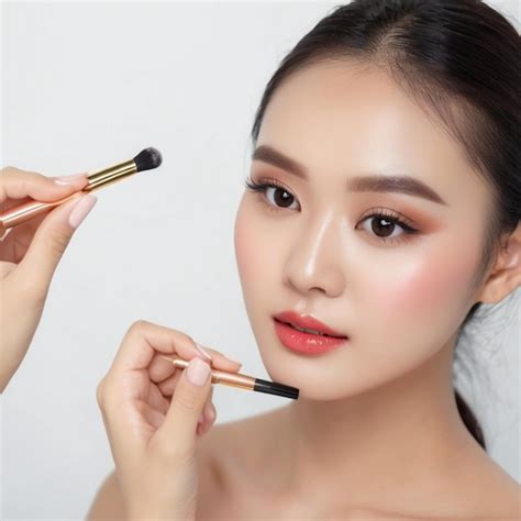 Premium Photo Beautiful Asian Woman Makeup Trial For Flawless Look