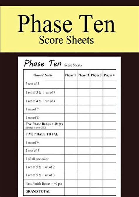 PDF} Phase Ten Score Sheets: Phase 10 Dice Game, Phase 10 Score Pad, Phase Ten Dice Game, Phase ...