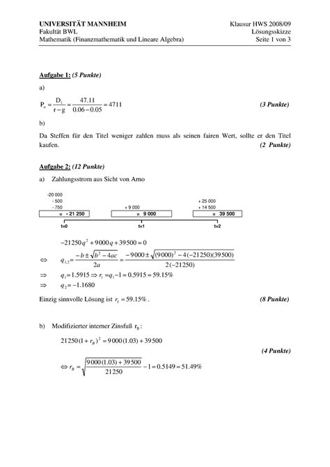 Fima Hws Zweittermin Loesung Universit T Mannheim Klausur Hws