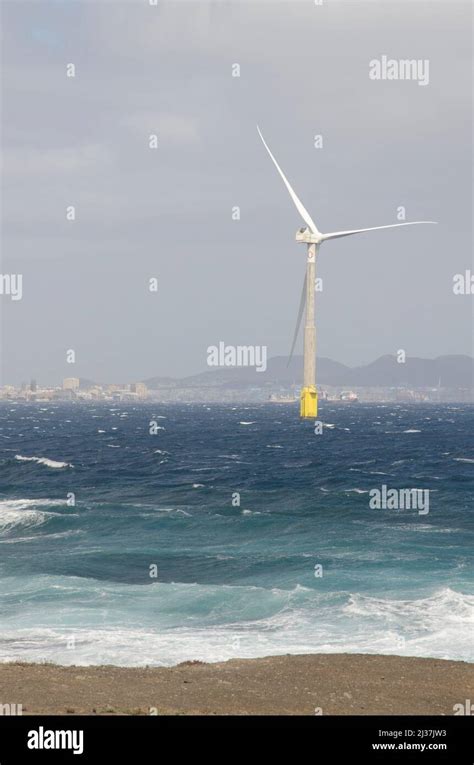 Las Palmas De Gran Canaria March 3 2022 Wind Turbine Offshore Gran Canaria Canary Islands