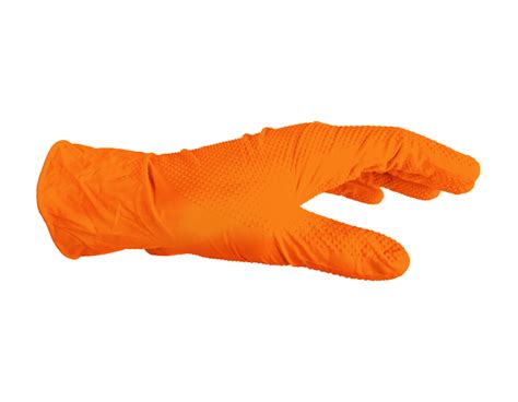 Diamond Grip Textured Orange Nitrile Gloves