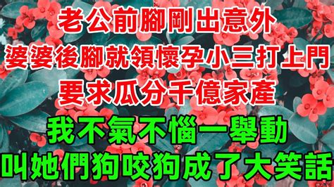 老公前腳剛出意外，婆婆後腳就領懷孕小三打上門，要求瓜分千億家產，我不氣不惱一舉動，叫她們狗咬狗成了大笑話 蝴蝶家庭說 為人處世 生活經驗 情感故事 Youtube