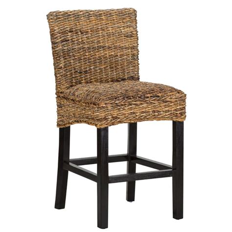 Benjara In Height Brown And Black Woven Rattan Counter Height Stool