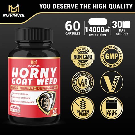 Buy BMVINVOL Horny Goat Weed Capsules 14000mg Herbal Equivalent With