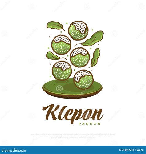 Klepon Pandan, Indonesian Traditional Food Or Snack. Hand Drawn Vector ...