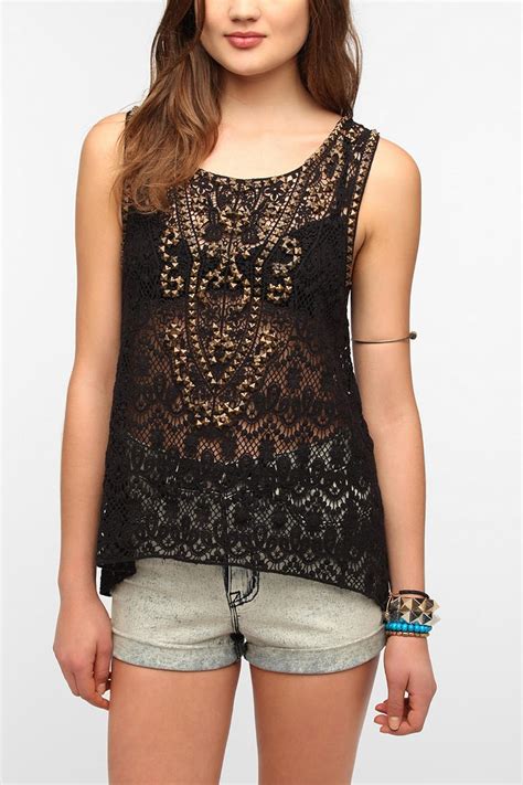 17 Best images about BLACK TANK TOPS on Pinterest | Lace, Long vests ...