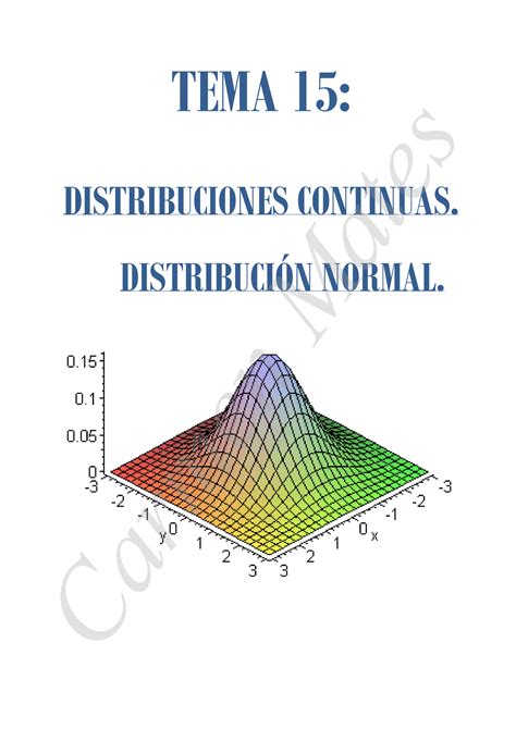 Tema Distribuciones Continuas Distribuci N Normal Tema