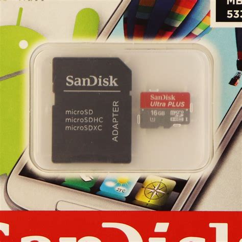 SanDisk Ultra Plus 16GB microSDHC UHS-I Class 10 Card Up to 80MB/s with Adapter