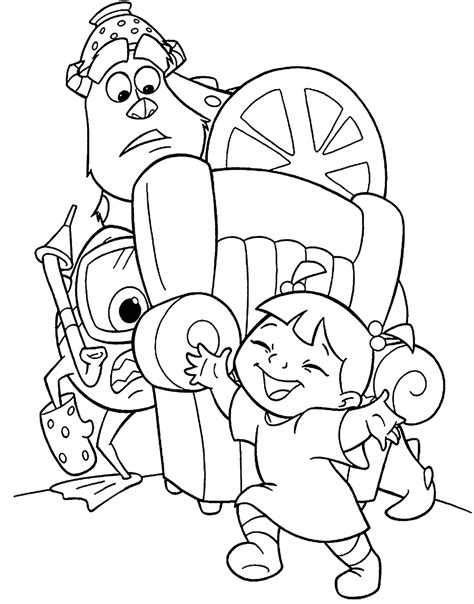 Monster Inc Coloring Pages, a Soft Monster who Takes Care of Boo - Coloring Pages