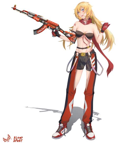 The Big Imageboard Tbib 1girl Absurdres Ak 47 Ak 47 Girls Frontline Assault Rifle Bare