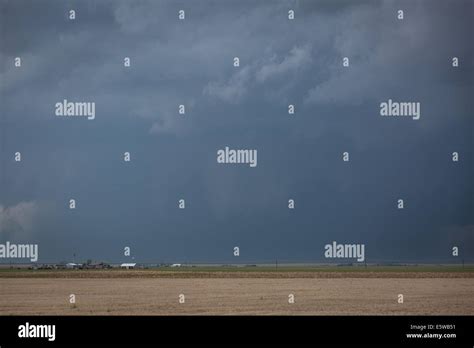 A Tornado Warned Supercell Thunderstorm Rolls Across The Plains Of