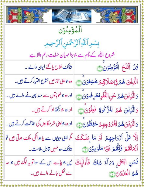 Read Surah Al Muminoon Online With Urdu Translation