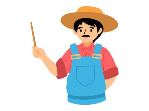 Personaje Gente Agricultor Vistiendo Uniforme Vector Premium