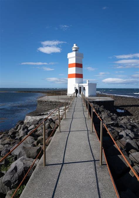 Old Lighthouse In Gardur At Reykjanes Peninsula Iceland Europe Stock