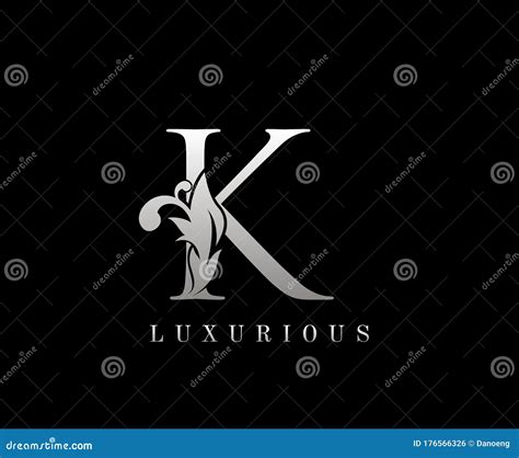 Silver Luxury Letter K Graceful Royal Style Stock Vector