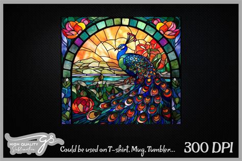 Peacock Flowers Stained Glass Background Graphic By Glamousita