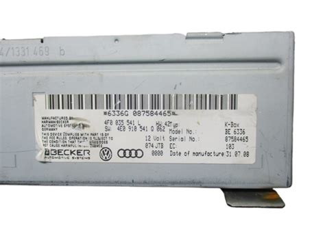 Audi A4 Anno Dal 2007 Al 2015 Autoradio 4F0035541L Mondo Ricambi