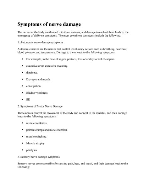 Symptoms of nerve damage - The most prominent symptoms include the ...