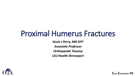 Proximal Humerus Fractures | Lecture notes History | Docsity