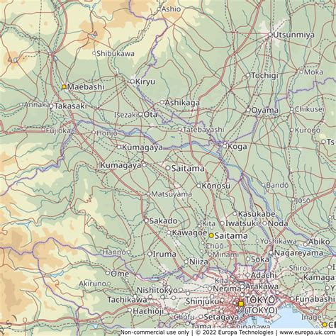 Saitama Map - Saitama Prefecture Map And The Kanto Region Stock ...