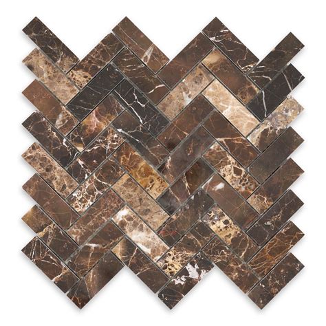 Emperador Dark Marble Herringbone 1 X 3 Polished Collection Natural