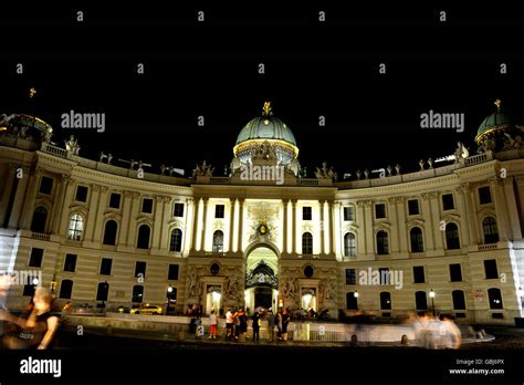 Imperial Palace Hofburg Sisi Museum At Night In Vienna Austria Stock