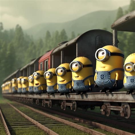 Un Grupo De Minions Est Alineado En Una V A De Tren Foto Premium