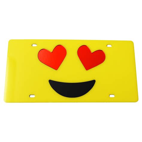 License Plate Emoji Heart Eyes Yellow Cast Acrylic Car Tag Etsy