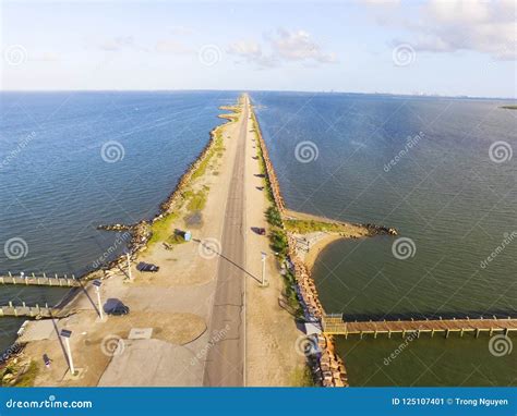 Top View Texas City With Wooden Fishing Piers Stock Image Image Of