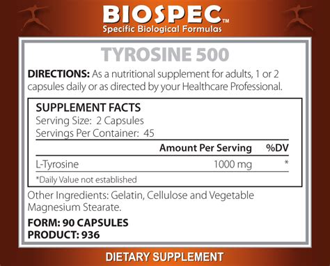 Tyrosine 500 - Nutritional Medicines & Biospec Supplements