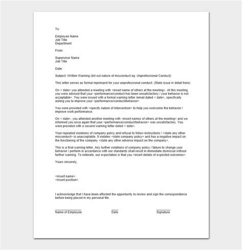 44 Professional Warning Letters To Employee Template And Examples