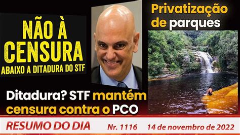 Ditadura STF mantém censura contra o PCO Privatização de parques