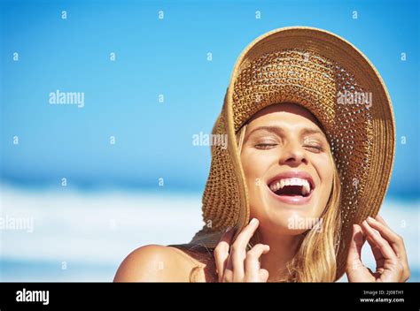 Discover The Wonder Of Summer Shot Of A Gorgeous Young Woman In A Bikini At The Beach Stock