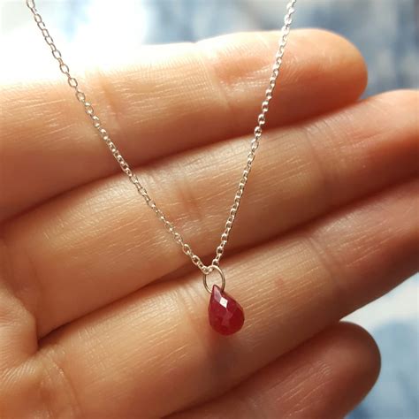 Genuine Ruby Necklace July Birthstone Necklace July Etsy