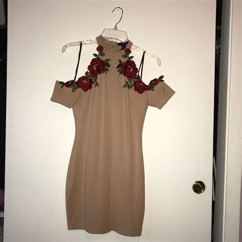 Forever Dresses Tight Nude And Flowery Party Dress Poshmark