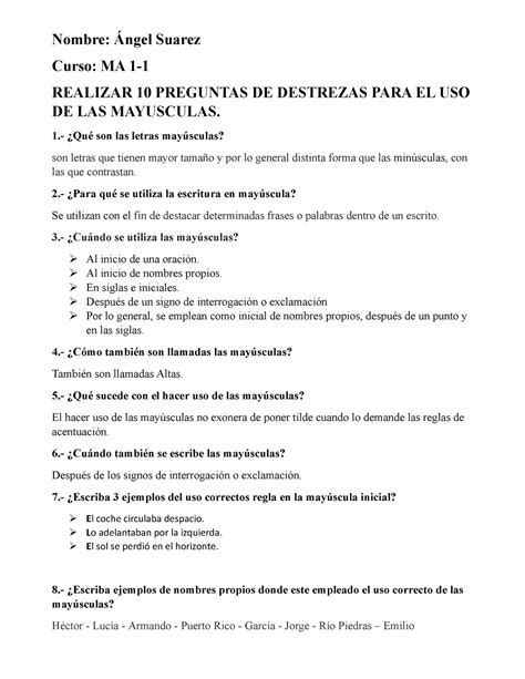 Cuestionario de 10 preguntas con respuestas Reescríbelo sin errores de