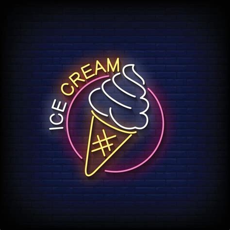 Download Neon Sign Ice Cream With Brick Wall Background Vector For Free Wall Background Neon