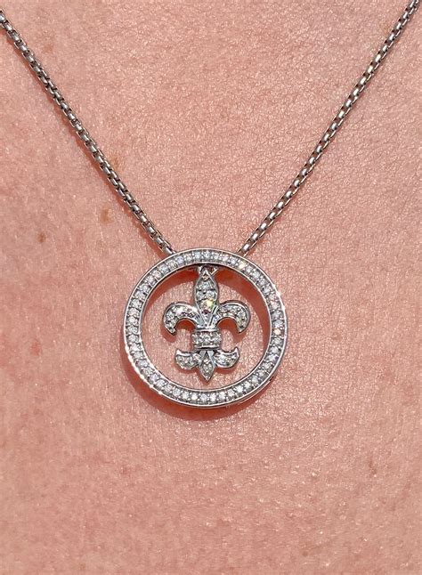 Gold And Natural Diamond Fleur De Lis Necklace The Gem Cottage