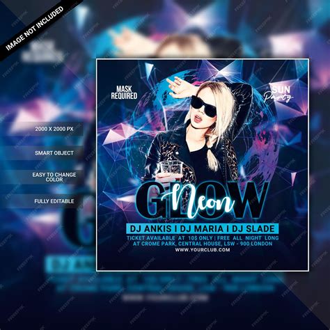 Premium Psd Glow Neon Party Flyer Template