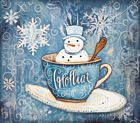 Hot Chocolate Snowman Mug Free Stock Photo Public Domain Pictures