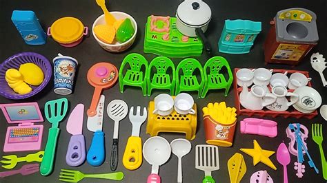 Diy Unboxing Mini Kitchen Set Toy Miniature Plastic Full Kitchen Set