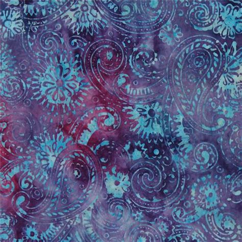 Dark Purple Batik Paisley Flower Extra Wide Fabric By Timeless