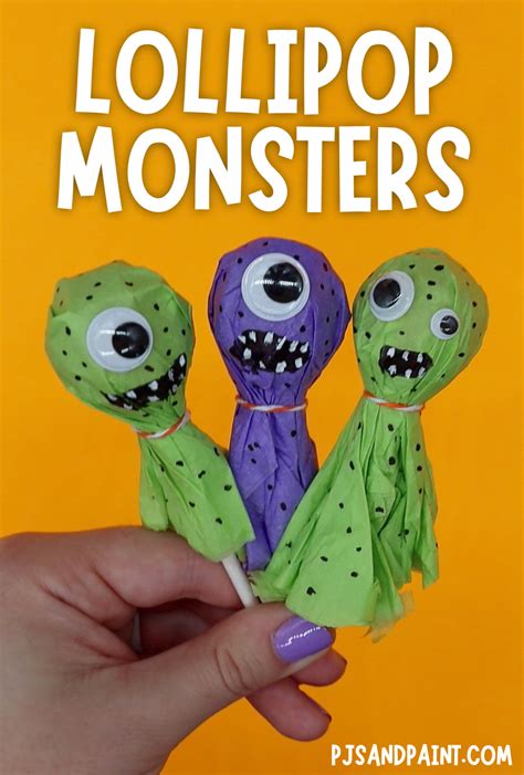 How to Make Lollipop Monsters | DIY Halloween Party Favors - Pjs and Paint