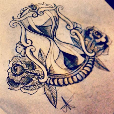 Sand Clock Drawing Tattoo Sandtimerhour Glass Drawing Tattoos