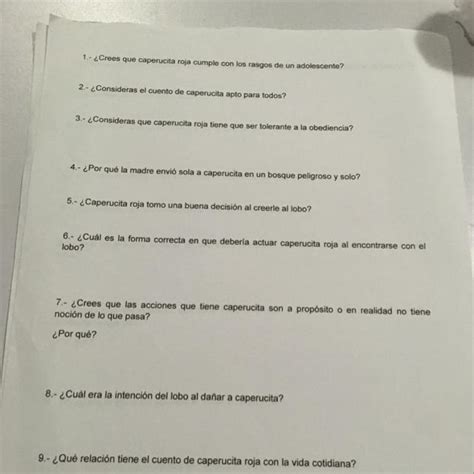 10 cual es la idea global del cuento de Caperucita Roja Ayúdenme a